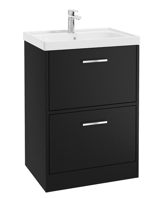 Sonas Finland Floorstanding 60cm Two Drawer Vanity Unit | Matt Black