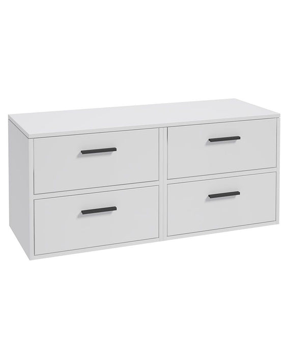 Sonas Finland Wall Hung 120Cm Four Drawer Countertop Vanity Unit | Matt White | Matt Black Handle | UF0942