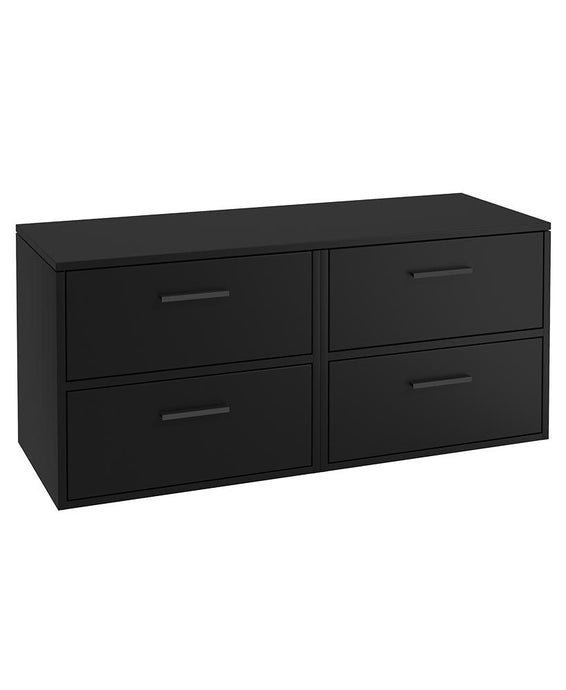 Sonas Finland Wall Hung 120Cm Four Drawer Countertop Vanity Unit | Matt Black | Matt Black Handle | UF0945