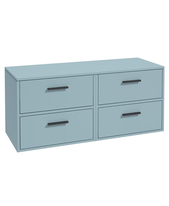 Sonas Finland Wall Hung 120Cm Four Drawer Countertop Vanity Unit | Matt Morning Sky Blue | Matt Black Handle | UF0951