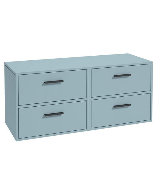Sonas Finland Wall Hung 120Cm Four Drawer Countertop Vanity Unit | Matt Morning Sky Blue | Matt Black Handle | UF0951