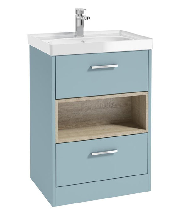 Sonas Malmo Floorstanding 60Cm Two Drawer Vanity Unit Blue
