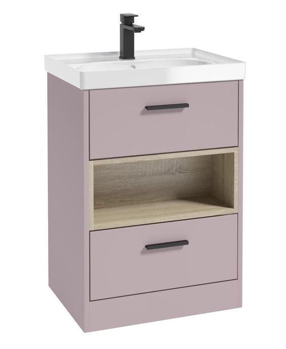 Sonas Malmo Floorstanding 60Cm Two Drawer Vanity Unit | Matt Cashmere Pink