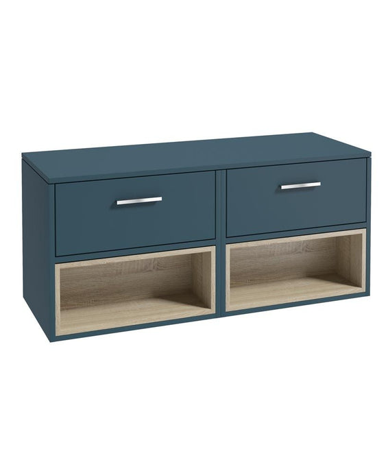 Matt Ocean Blue Vanity Unit with  Brushed Chrome Handle