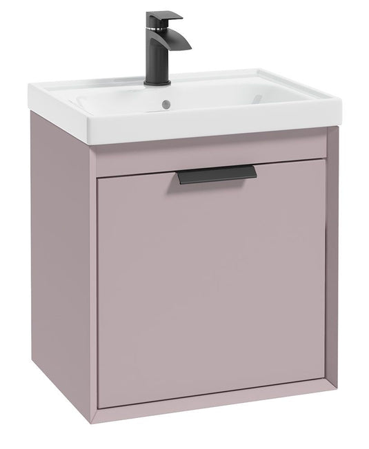Matt Cashmere Pink vanity unit with black handle