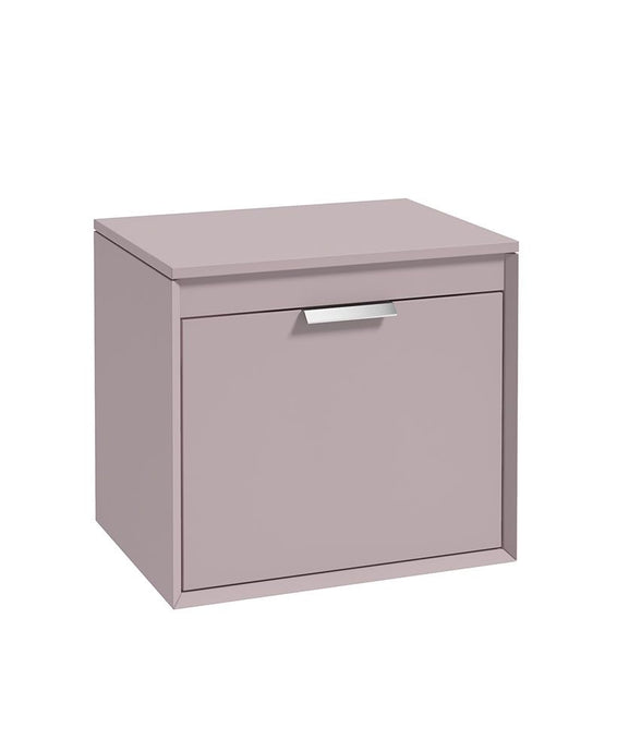Sonas Fjord Wall Hung 60Cm Two Drawer Countertop Vanity Unit | Matt Cashmere Pink | Brushed Chrome Handle | UF1091