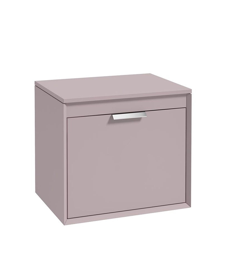 Завантажте зображення в засіб перегляду галереї, Sonas Fjord Wall Hung 60Cm Two Drawer Countertop Vanity Unit | Matt Cashmere Pink | Brushed Chrome Handle | UF1091
