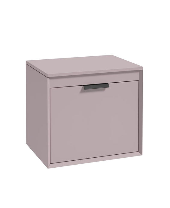 Sonas Fjord Wall Hung 60Cm Two Drawer Countertop Vanity Unit | Matt Cashmere Pink | Matt Black Handle | UF1092