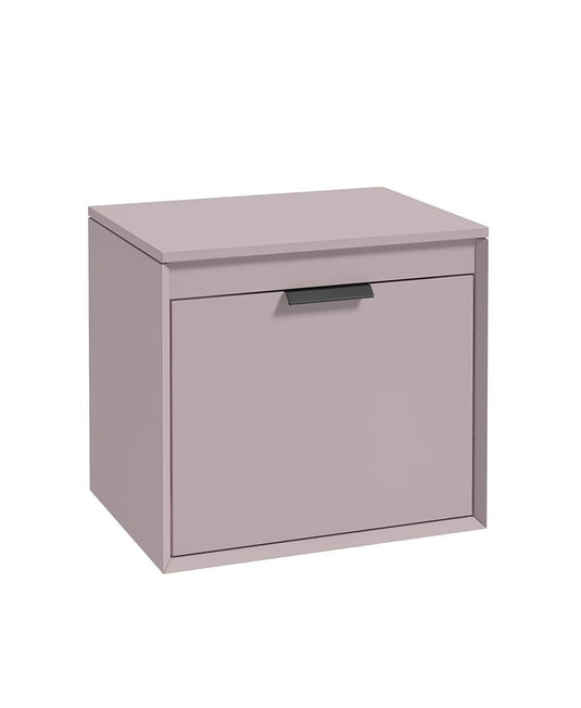 Sonas Fjord Wall Hung 60Cm Two Drawer Countertop Vanity Unit | Matt Cashmere Pink | Matt Black Handle | UF1092