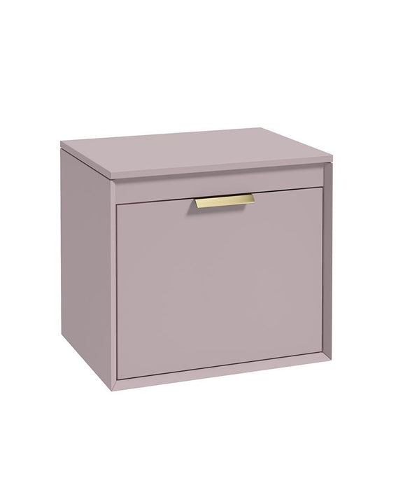 Sonas Fjord Wall Hung 60Cm Two Drawer Countertop Vanity Unit | Matt Cashmere Pink | Brushed Gold Handle | UF1093