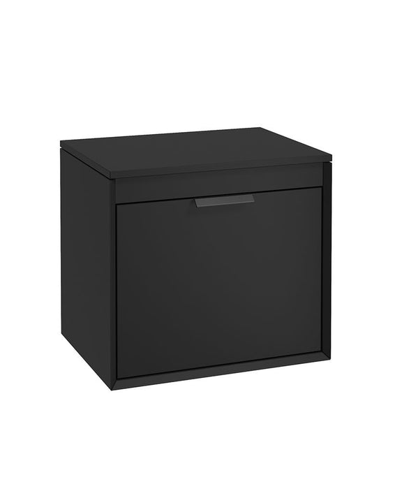 Sonas Fjord Wall Hung 60Cm Two Drawer Countertop Vanity Unit | Matt Black | Matt Black Handle | UF1095