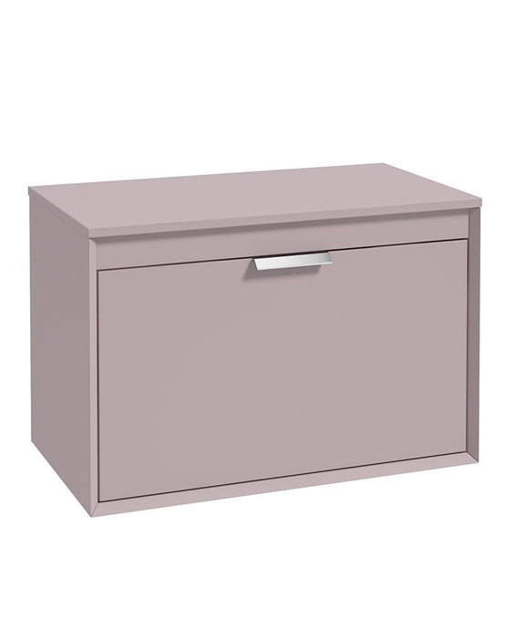 Sonas Fjord Wall Hung 80Cm Two Drawer Countertop Vanity Unit | Matt Cashmere Pink | Brushed Chrome Handle | UF1103