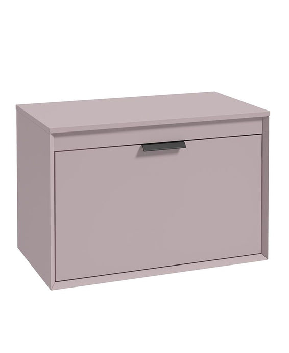 Sonas Fjord Wall Hung 80Cm Two Drawer Countertop Vanity Unit | Matt Cashmere Pink | Matt Black Handle | UF1104
