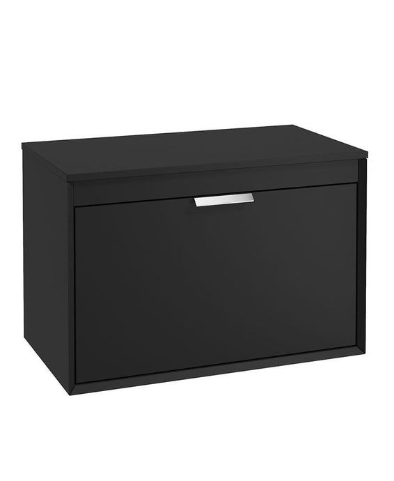 Sonas Fjord Wall Hung 80Cm Two Drawer Countertop Vanity Unit | Matt Black | Brushed Chrome Handle | UF1106