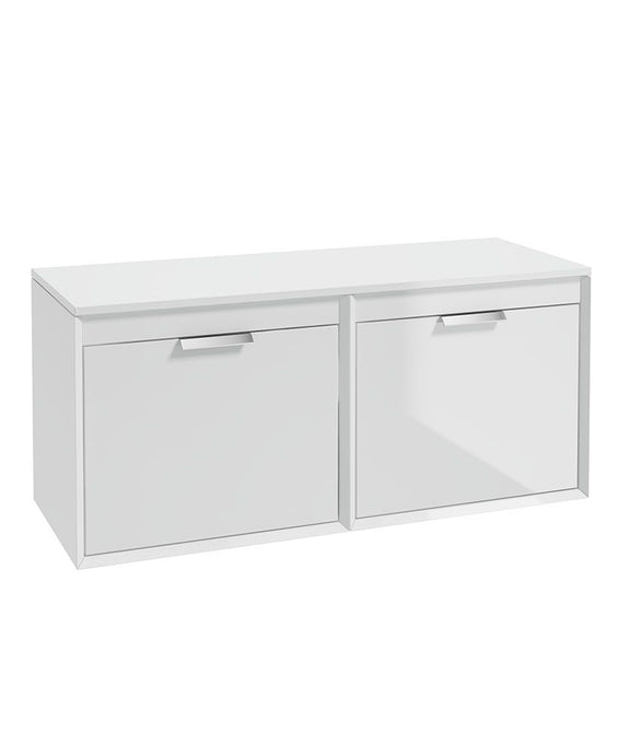Sonas Fjord Wall Hung 120Cm Four Drawer Countertop Vanity Unit | Gloss White | Brushed Chrome Handle | UF1109