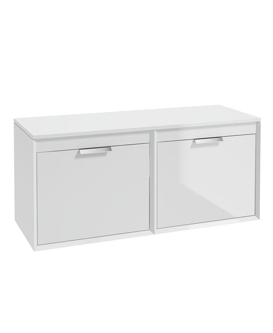 Sonas Fjord Wall Hung 120Cm Four Drawer Countertop Vanity Unit | Gloss White | Brushed Chrome Handle | UF1109