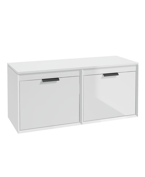 Sonas Fjord Wall Hung 120Cm Four Drawer Countertop Vanity Unit | Gloss White | Matt Black Handle | UF1110
