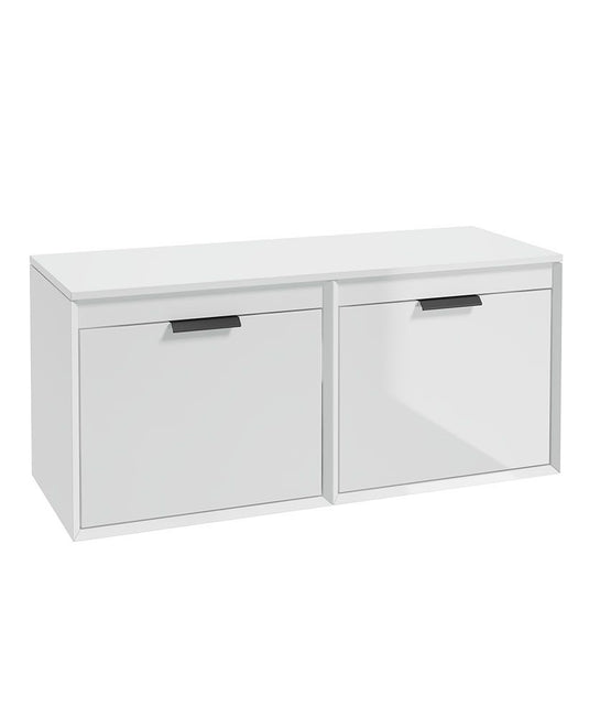 Sonas Fjord Wall Hung 120Cm Four Drawer Countertop Vanity Unit | Gloss White | Matt Black Handle | UF1110