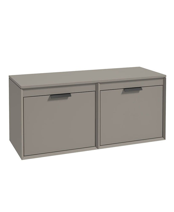 Sonas Fjord Wall Hung 120Cm Four Drawer Countertop Vanity Unit | Matt Khaki | Matt Black Handle | UF1113