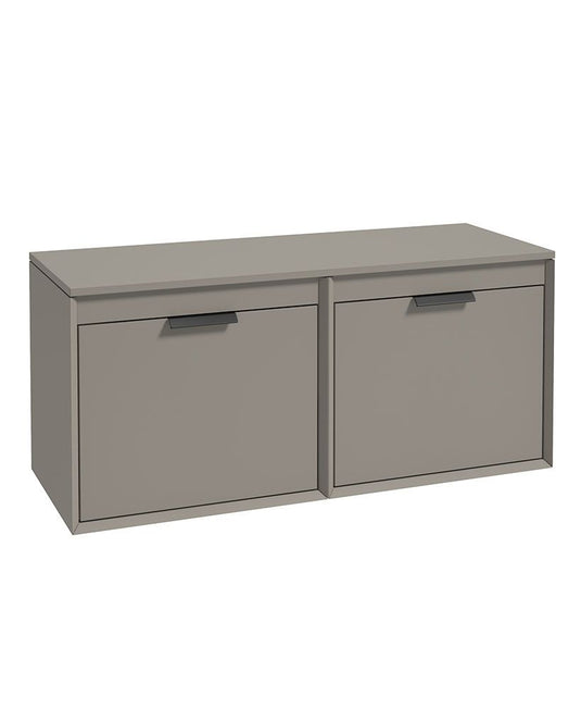Sonas Fjord Wall Hung 120Cm Four Drawer Countertop Vanity Unit | Matt Khaki | Matt Black Handle | UF1113