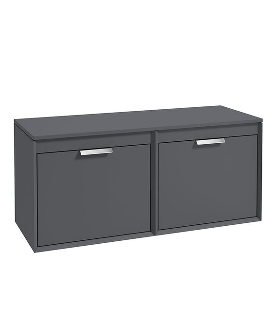 Sonas Fjord Wall Hung 120Cm Four Drawer Countertop Vanity Unit | Matt Midnight Grey | Brushed Chrome Handle | UF1115