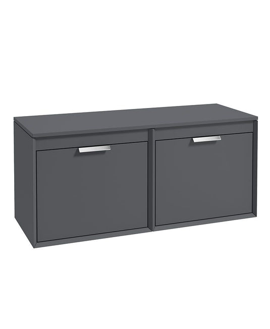 Sonas Fjord Wall Hung 120Cm Four Drawer Countertop Vanity Unit | Matt Midnight Grey | Brushed Chrome Handle | UF1115