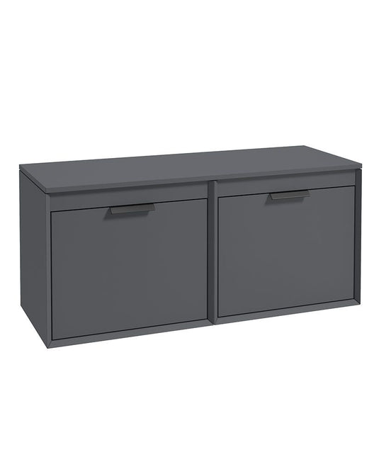 Sonas Fjord Wall Hung 120Cm Four Drawer Countertop Vanity Unit | Matt Midnight Grey | Matt Black Handle | UF1116