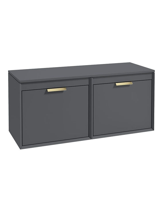Sonas Fjord Wall Hung 120Cm Four Drawer Countertop Vanity Unit | Matt Midnight Grey | Brushed Gold Handle | UF1117