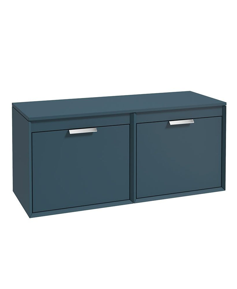 Load image into Gallery viewer, Sonas Fjord Wall Hung 120Cm Four Drawer Countertop Vanity Unit | Matt Ocean Blue | Brushed Chrome Handle | UF1118
