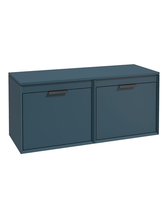 Sonas Fjord Wall Hung 120Cm Four Drawer Countertop Vanity Unit | Matt Ocean Blue | Matt Black Handle | UF1119