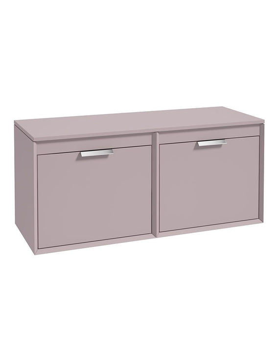 Sonas Fjord Wall Hung 120Cm Four Drawer Countertop Vanity Unit | Matt Cashmere Pink | Brushed Chrome Handle | UF1121