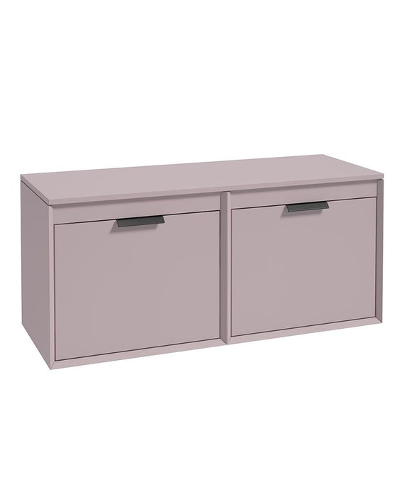 Sonas Fjord Wall Hung 120Cm Four Drawer Countertop Vanity Unit | Matt Cashmere Pink | Matt Black Handle | UF1122