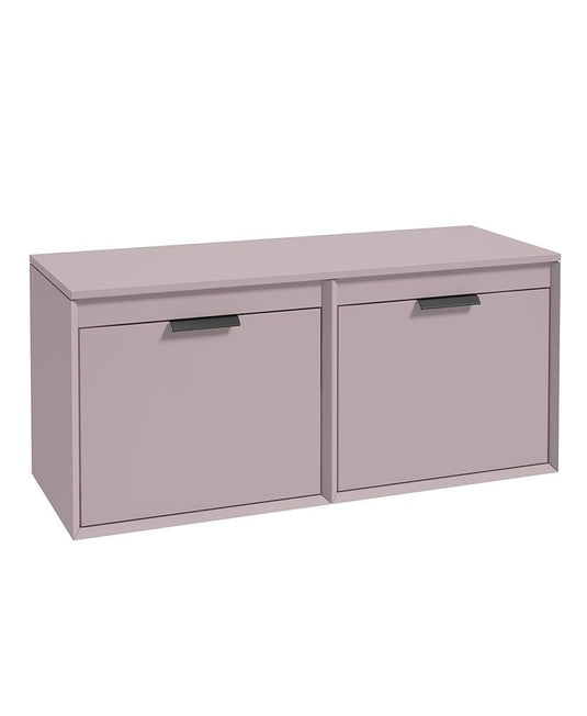 Sonas Fjord Wall Hung 120Cm Four Drawer Countertop Vanity Unit | Matt Cashmere Pink | Matt Black Handle | UF1122