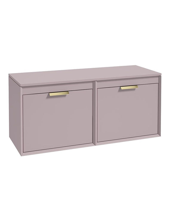 Sonas Fjord Wall Hung 120Cm Four Drawer Countertop Vanity Unit | Matt Cashmere Pink | Brushed Gold Handle | UF1123
