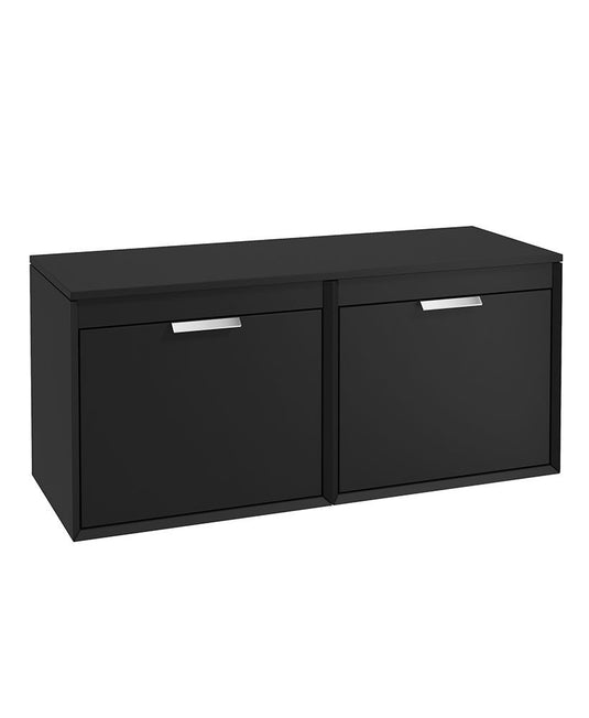 Sonas Fjord Wall Hung 120Cm Four Drawer Countertop Vanity Unit | Matt Black | Brushed Chrome Handle | UF1124