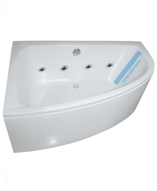 Sonas Maya 1500X1000Mm Left Hand 8 White Jet Whirlpool Corner Bath & Panel 
