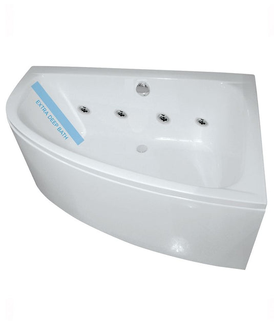Sonas Maya 1500X1000Mm Right Hand 8 White Jet Whirlpool Corner Bath & Panel 