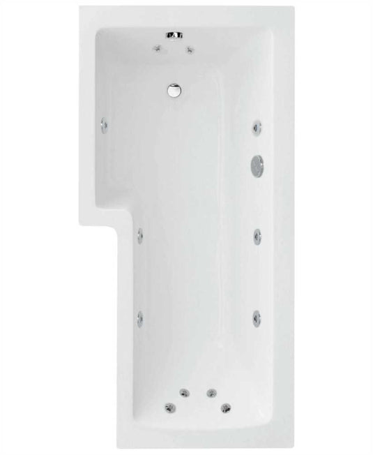 Sonas L Shape 1700X850Mm Left Hand Single Ended 12 White Jet Whirlpool Bath & Panel 