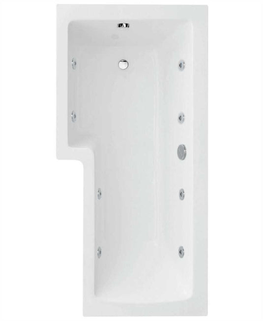 Sonas L Shape 1700X850Mm Left Hand Single Ended 8 White Jet Whirlpool Bath & Panel 