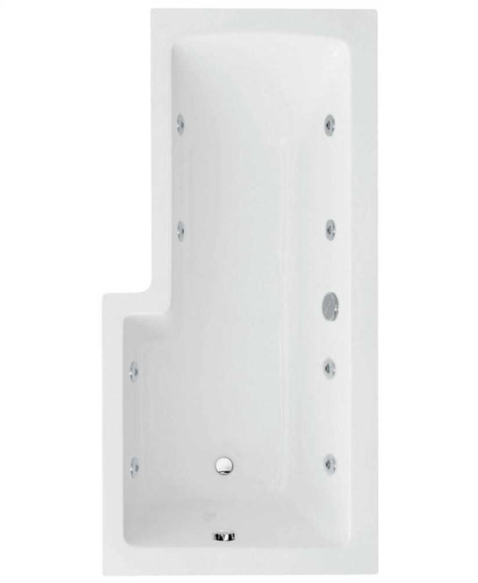 Sonas L Shape 1700X850Mm Right Hand Single Ended 8 White Jet Whirlpool Bath & Panel 