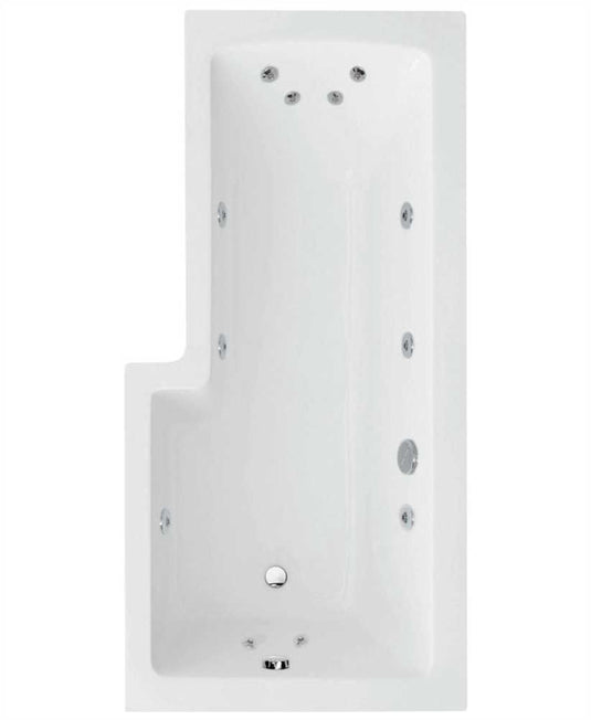 Sonas L Shape 1700X850Mm Right Hand Single Ended 12 White Jet Whirlpool Bath & Panel
