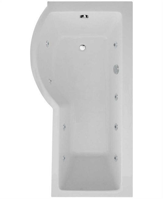 Sonas P Shape 1700X900Mm Left Hand Single Ended 8 White Jet Whirlpool Bath & Panel