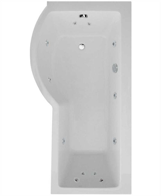 Sonas P Shape 1700X900Mm Left Hand Single Ended 12 White Jet Whirlpool Bath & Panel 
