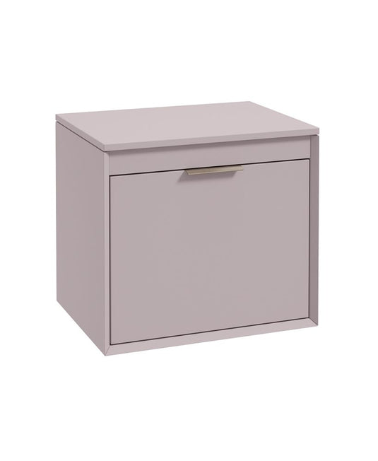 Sonas Fjord Wall Hung 60Cm Two Drawer Countertop Vanity Unit | Matt Cashmere Pink | Brushed Nickel Handle | UF1688