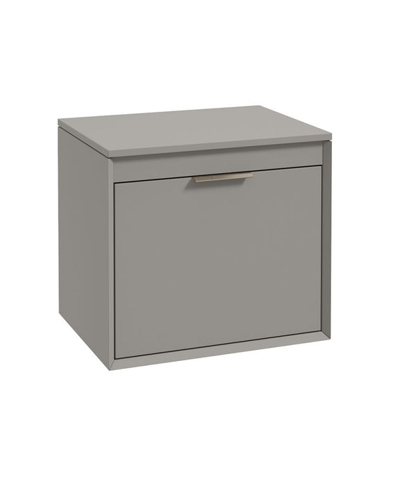 Sonas Fjord Wall Hung 60Cm Two Drawer Countertop Vanity Unit | Matt Khaki | Brushed Nickel Handle | UF1690