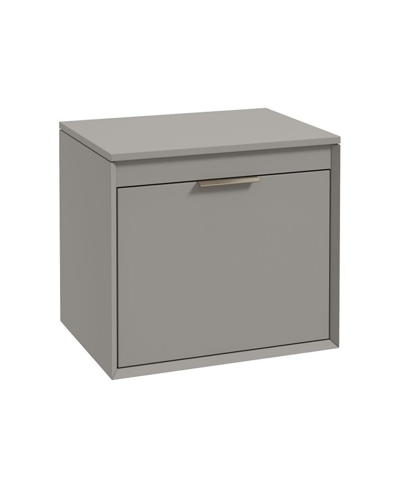 Load image into Gallery viewer, Sonas Fjord Wall Hung 60Cm Two Drawer Countertop Vanity Unit | Matt Khaki | Brushed Nickel Handle | UF1690
