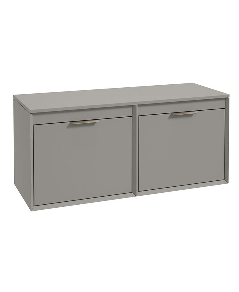 Завантажте зображення в засіб перегляду галереї, Sonas Fjord Wall Hung 120Cm Four Drawer Countertop Vanity Unit | Matt Khaki | Brushed Nickel Handle | UF1708

