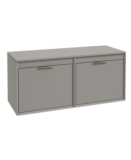 Sonas Fjord Wall Hung 120Cm Four Drawer Countertop Vanity Unit | Matt Khaki | Brushed Nickel Handle | UF1708