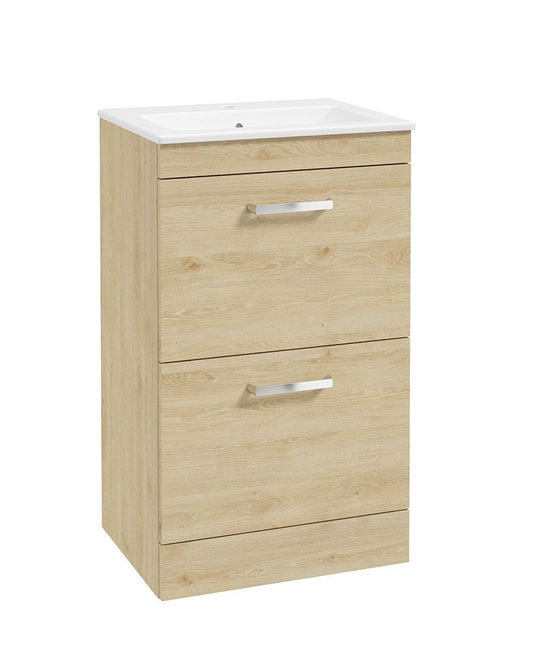 Sonas Corta Floorstanding 50Cm Two Drawer Unit | Honey Oak | Chrome Handles | UF1835