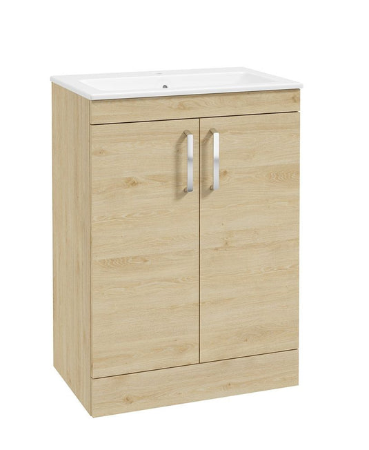 Sonas Corta Floorstanding 60Cm Two Door Unit | Honey Oak | Chrome Handles | UF1845